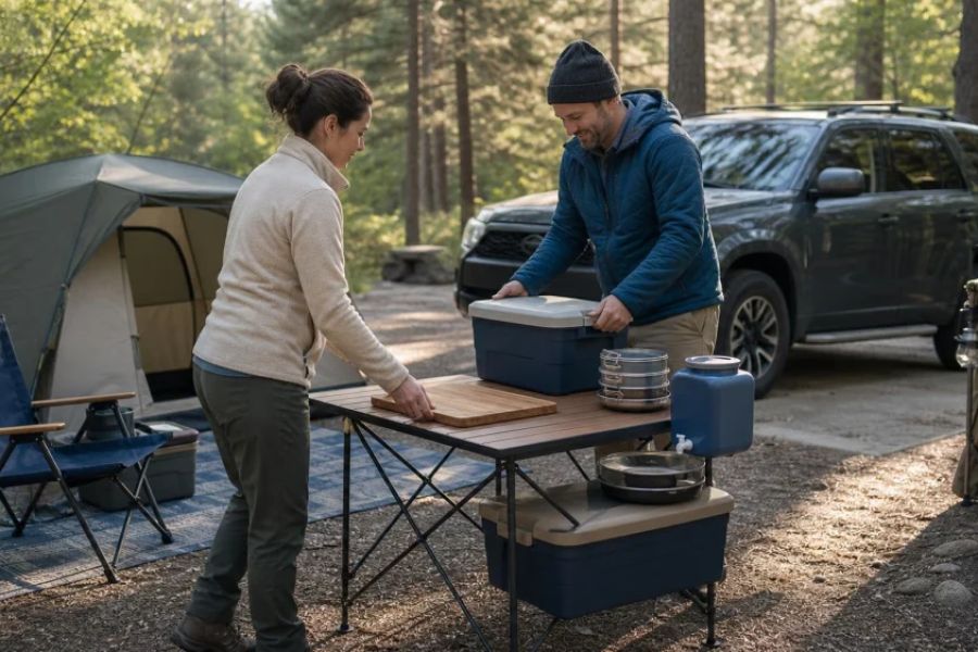 No Picnic Table at Camp? Organize a Clean, Useful Site