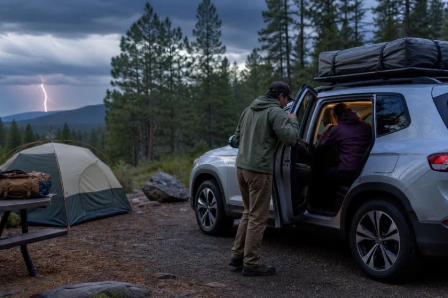 Lightning at Camp: Leave the Tent and Find Safe Shelter