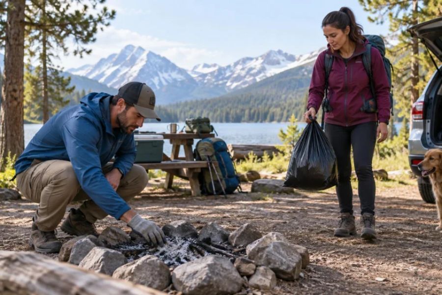 Campsite Departure Walkthrough: Fire, Waste, Gear, Route