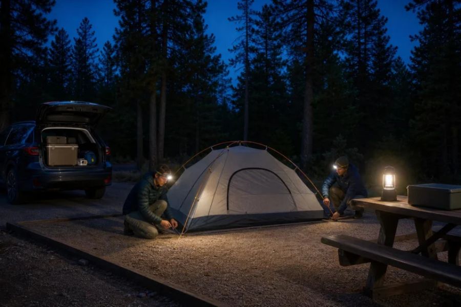 Arriving at a Campsite After Dark: A Safer Setup Plan