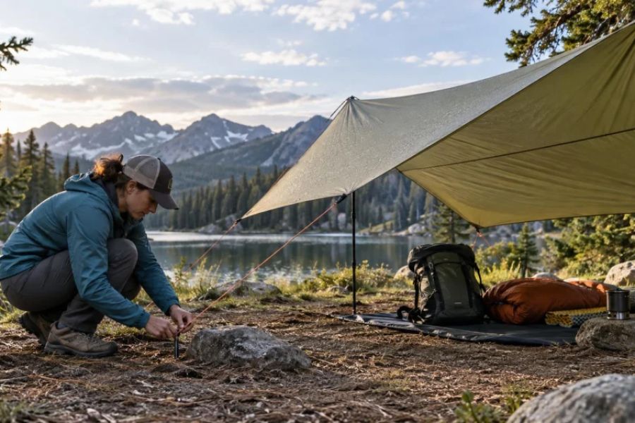 Camping Tarp Setup Plan: Anchors, Drainage, and Wind