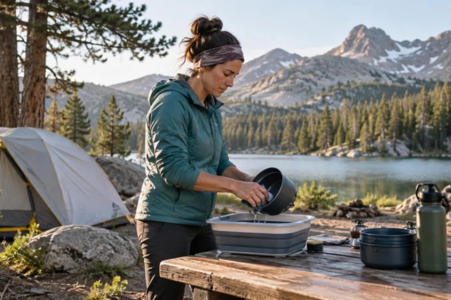 Campsite Wastewater Plan: Washing, Disposal, and Local Rules