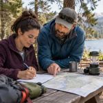 Camping Emergency Contact Card: Route, Vehicle, and Return